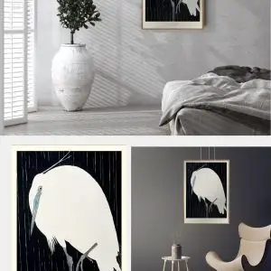 Posteris su paukščiu interjere