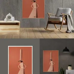 Ekstravagantiška mergina oranžiniame fone